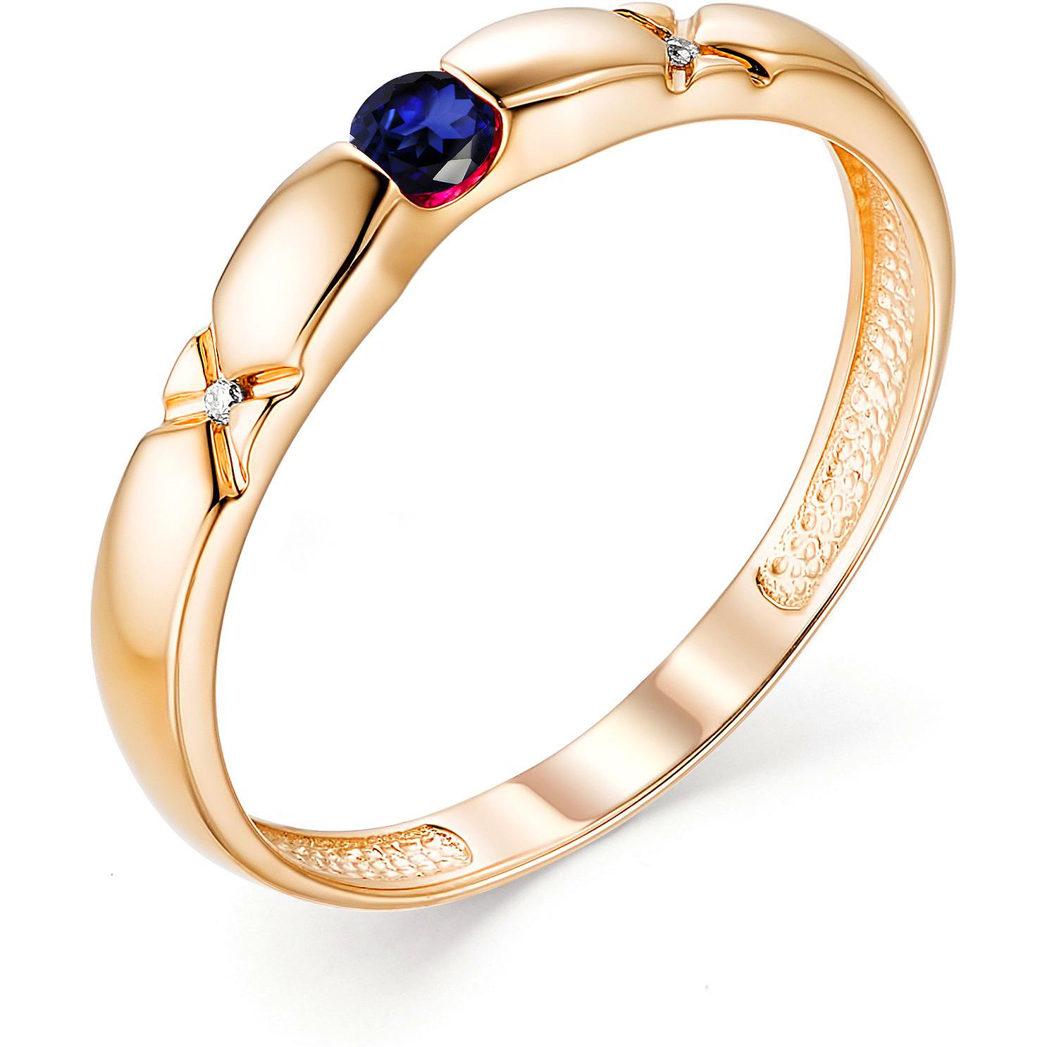 Кольцо с сапфиром и бриллиантами из красного золота (арт. 801835)
