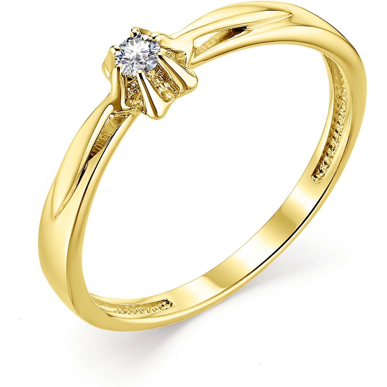 Кольцо с 1 бриллиантом из жёлтого золота (арт. 801857)