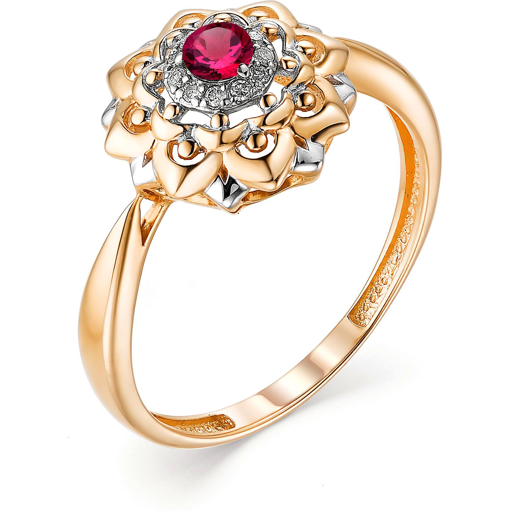 Кольцо с рубином и бриллиантами из красного золота (арт. 801989)