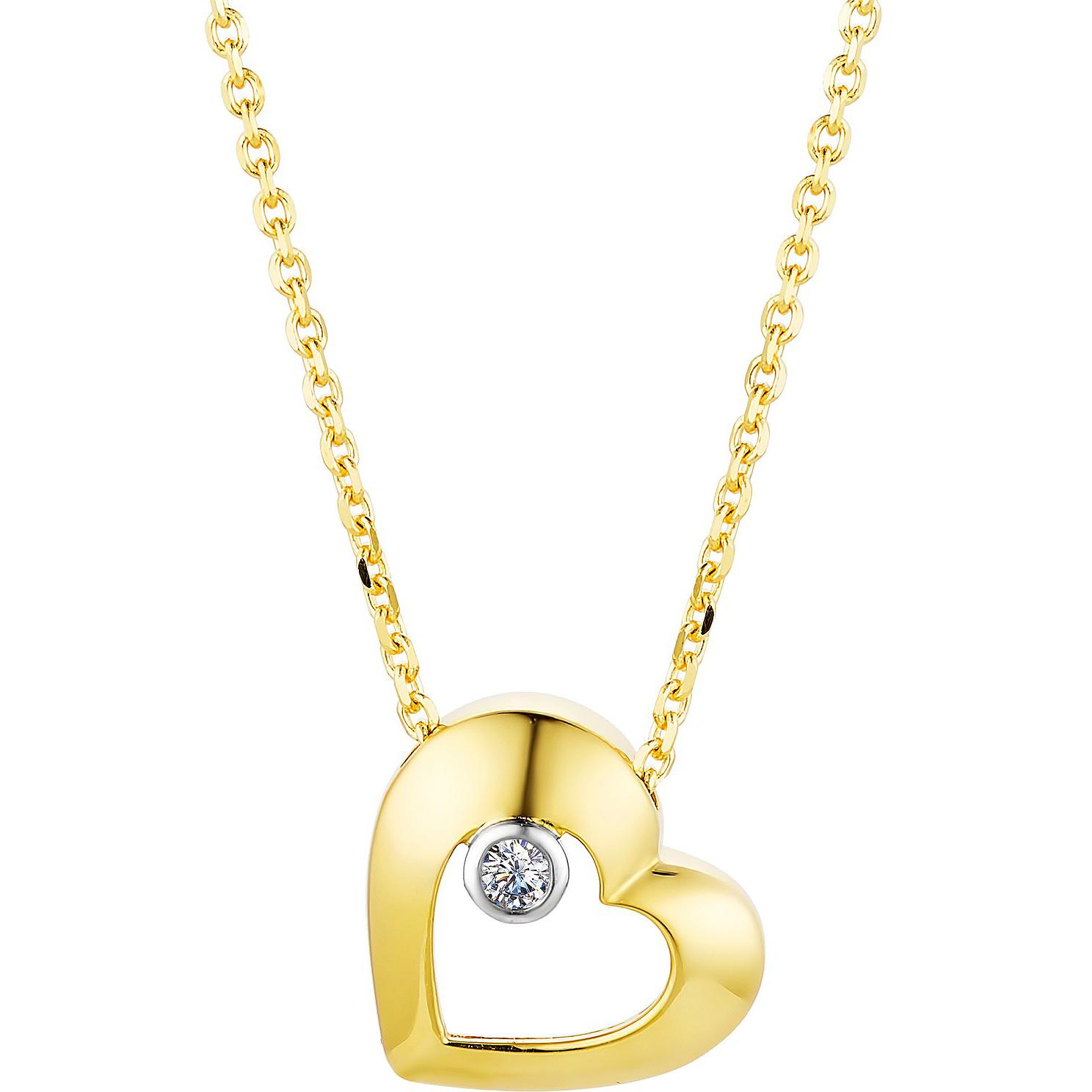 Колье Сердце с 1 бриллиантом из жёлтого золота (арт. 802139)