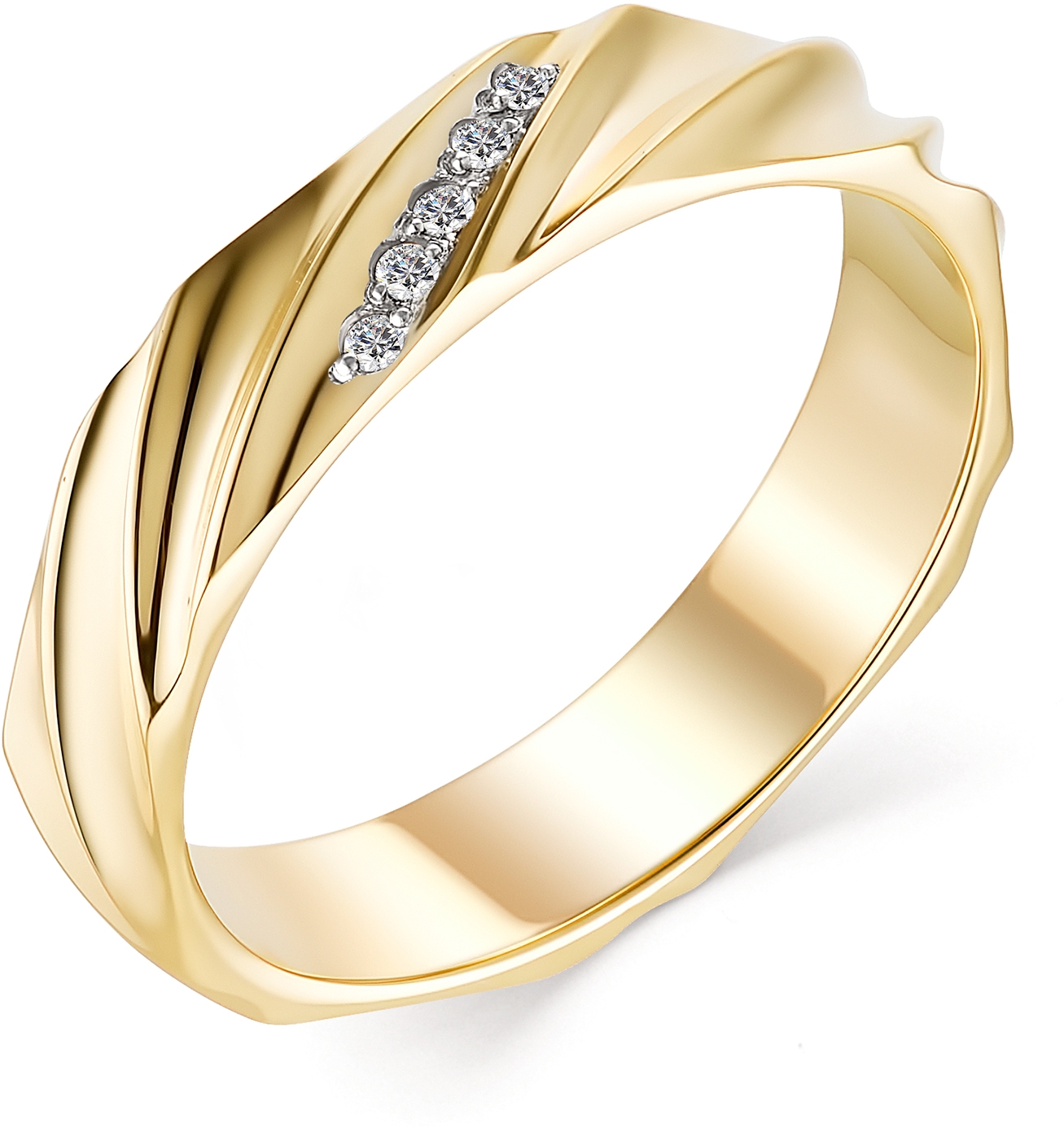 Кольцо с 5 бриллиантами из жёлтого золота (арт. 802404)