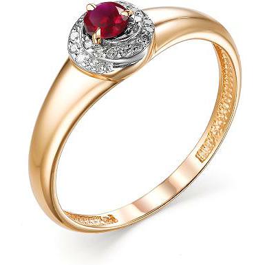 Кольцо с рубином и бриллиантами из красного золота (арт. 802483)