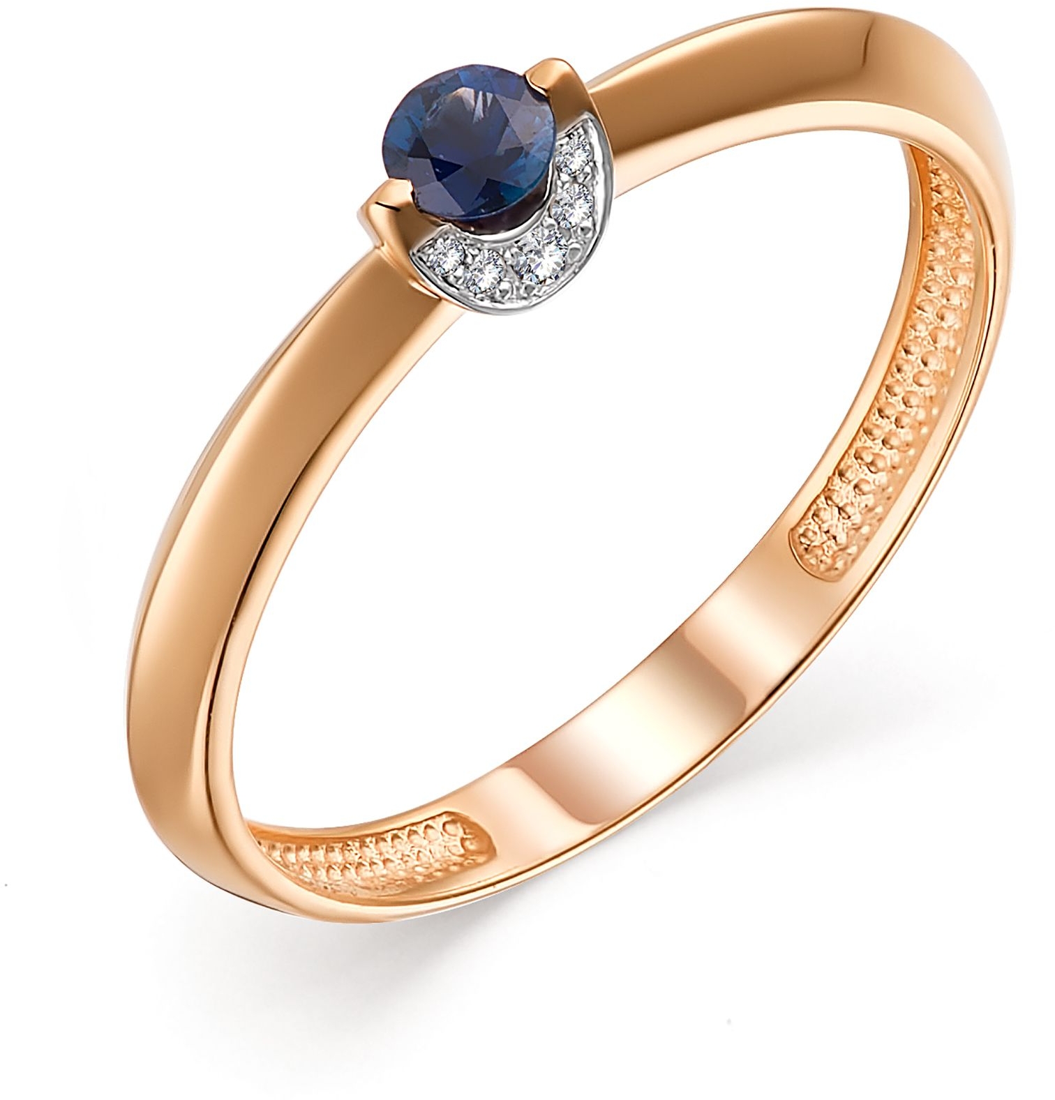 Кольцо с сапфиром и бриллиантами из красного золота (арт. 802538)