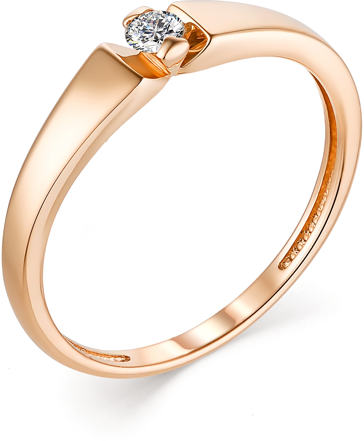 Кольцо с 1 бриллиантом из красного золота (арт. 802544)