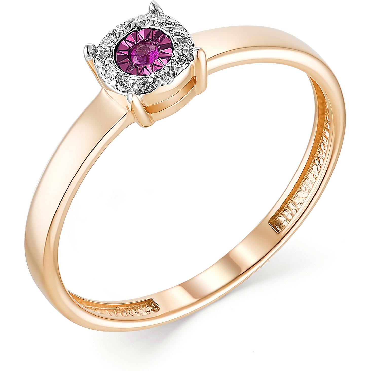 Кольцо с бриллиантами и рубином из красного золота (арт. 802677)