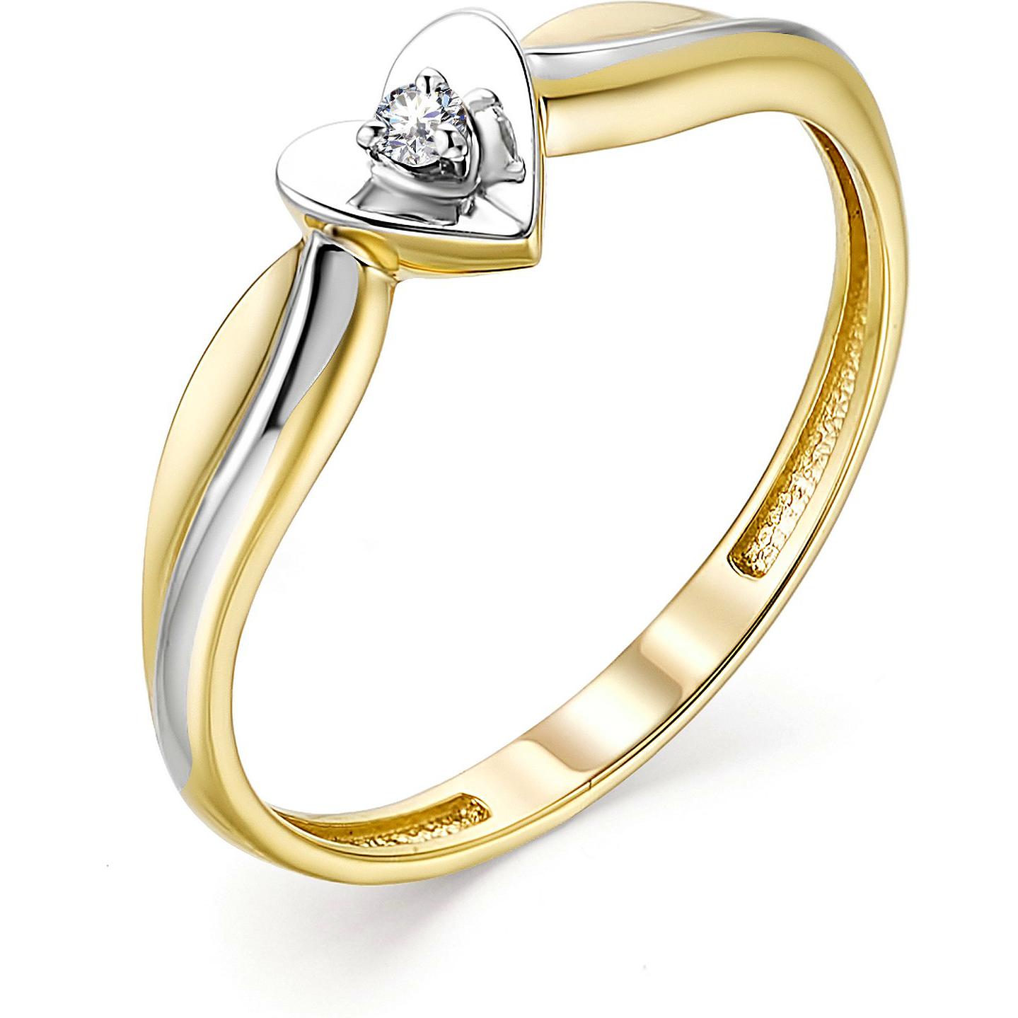 Кольцо с 1 бриллиантом из жёлтого золота (арт. 802718)