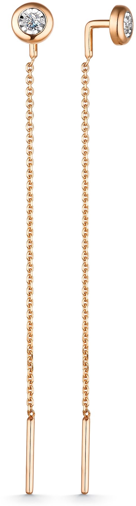 Серьги с 2 бриллиантами из красного золота (арт. 803058)