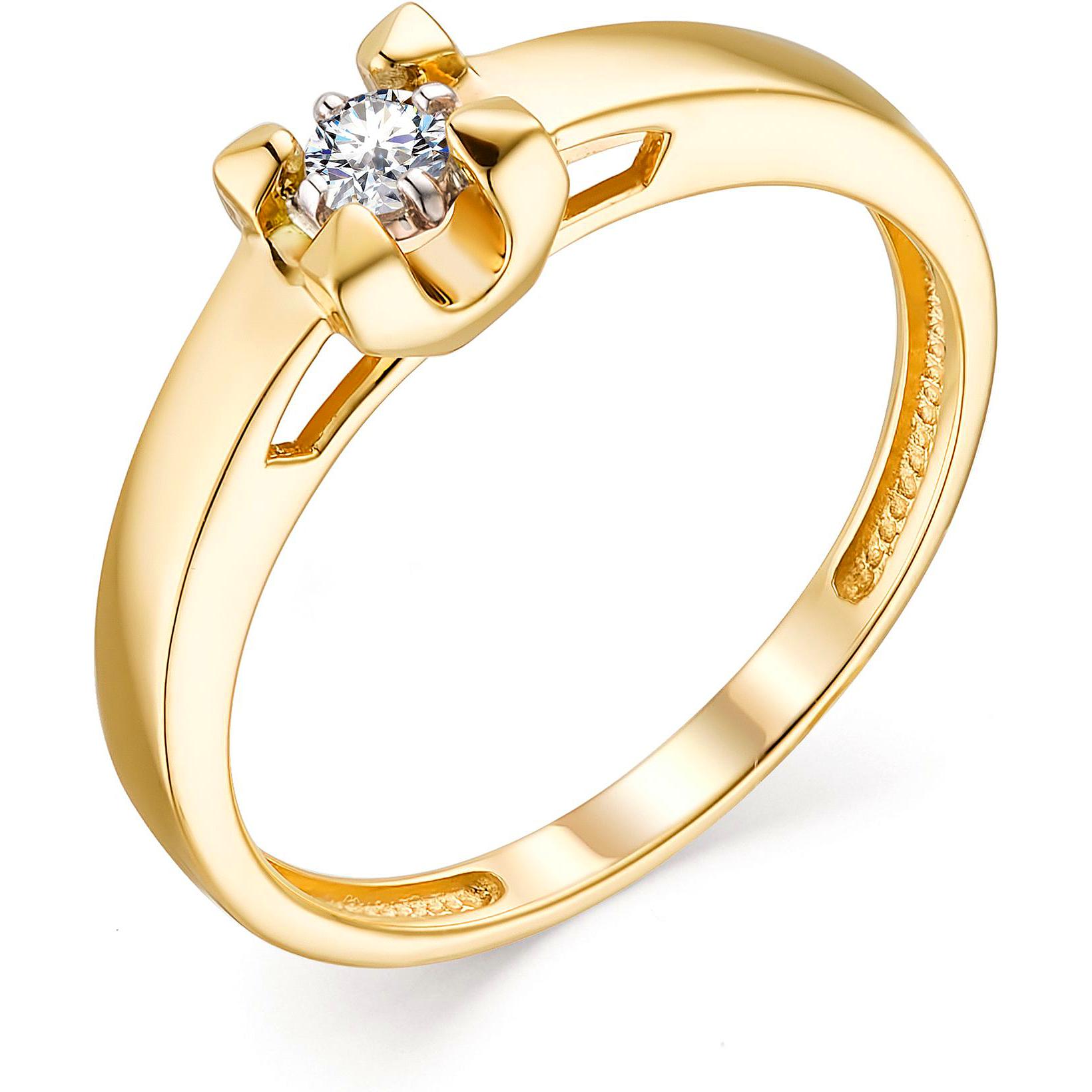 Кольцо с 1 бриллиантом из жёлтого золота (арт. 804354)