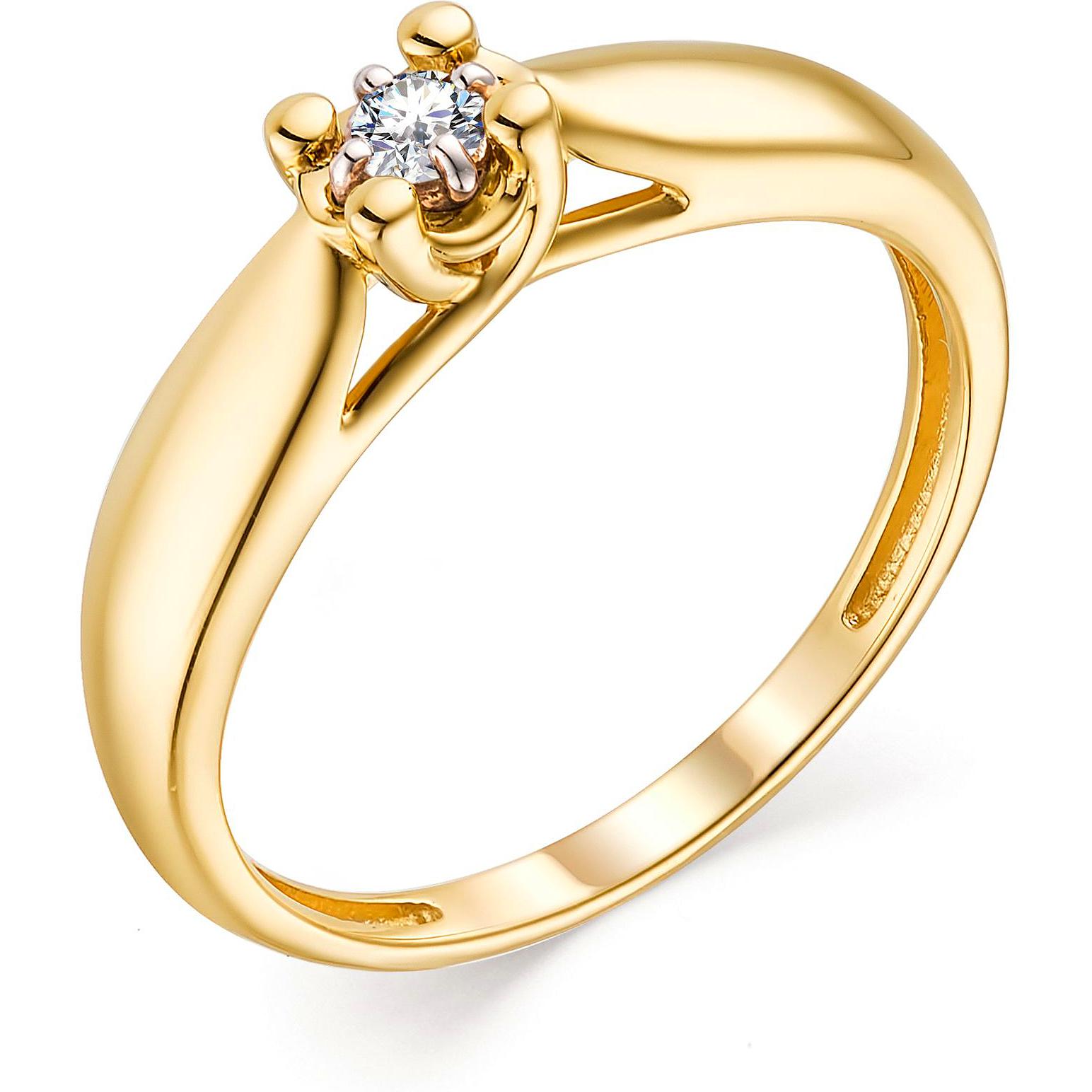 Кольцо с 1 бриллиантом из жёлтого золота (арт. 804508)