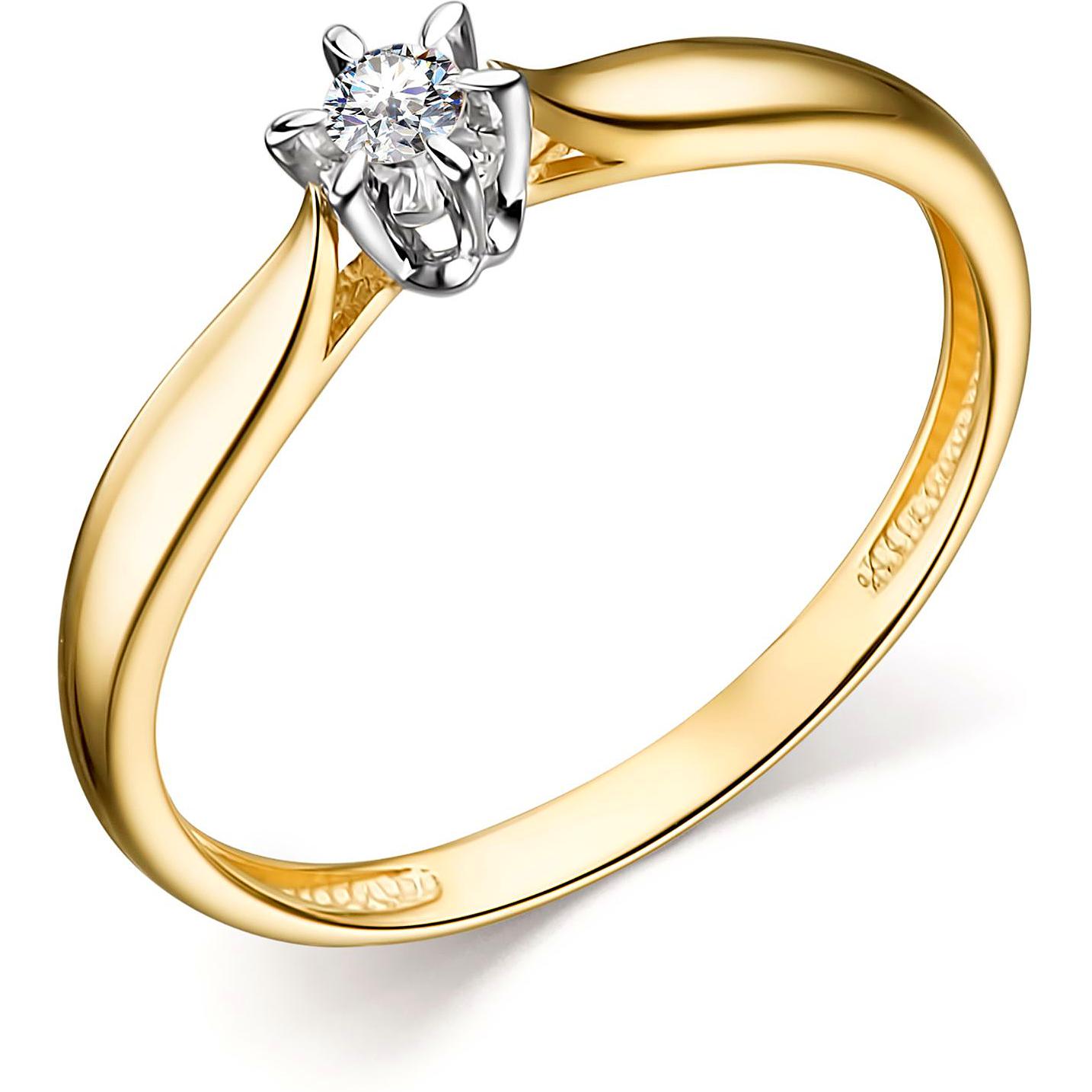 Кольцо с 1 бриллиантом из жёлтого золота (арт. 805601)