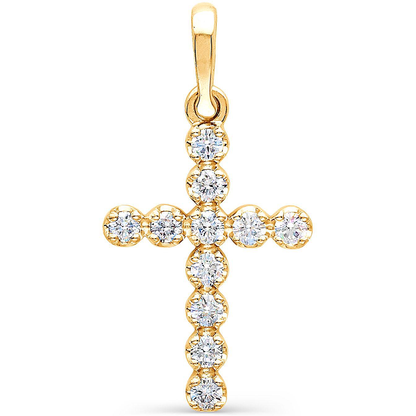 Крестик с 11 бриллиантами из жёлтого золота (арт. 805824)