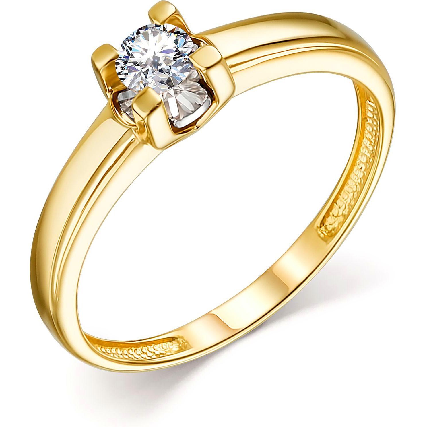 Кольцо с 1 бриллиантом из жёлтого золота (арт. 805870)