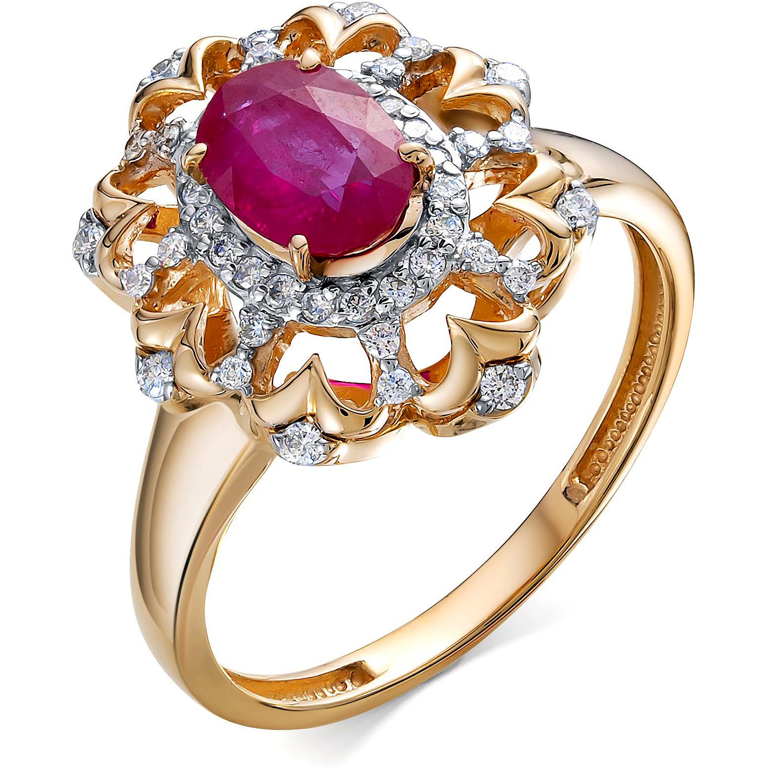 Кольцо с рубином и бриллиантами из красного золота (арт. 806064)
