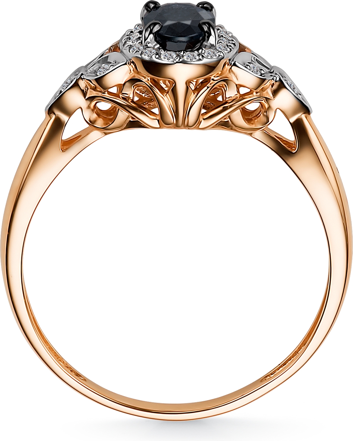Кольцо с сапфиром и бриллиантами из красного золота (арт. 806317)
