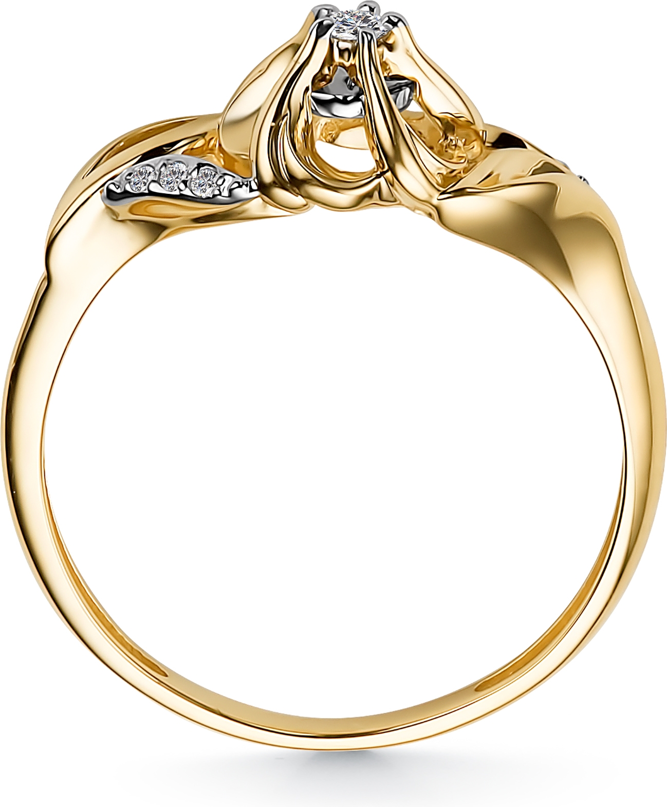 Кольцо Цветок с 7 бриллиантами из жёлтого золота (арт. 806321)