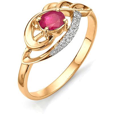 Кольцо с рубином, бриллиантами из красного золота (арт. 810270)