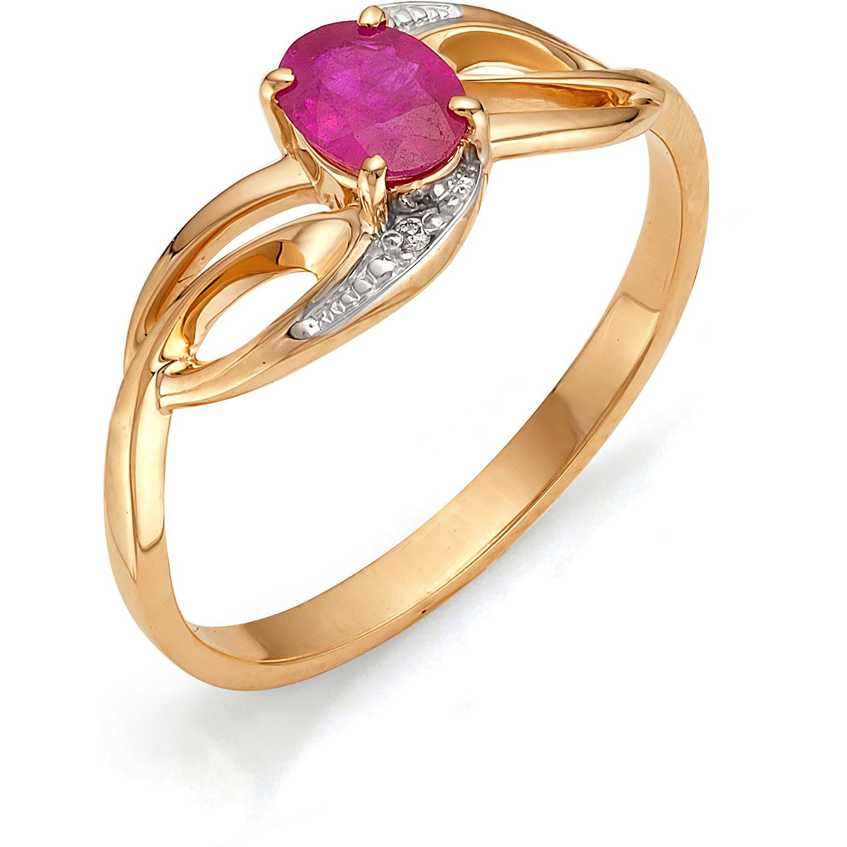 Кольцо с рубином, бриллиантами из красного золота (арт. 810382)