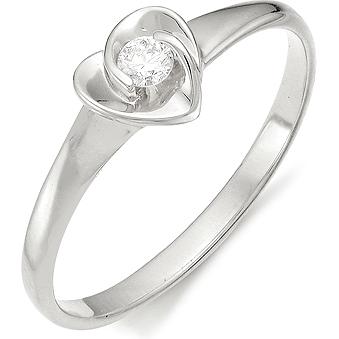 Кольцо Сердце с бриллиантом из белого золота (арт. 810546)