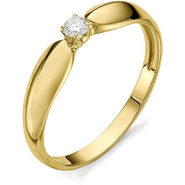 Кольцо с бриллиантом из желтого золота (арт. 811309)