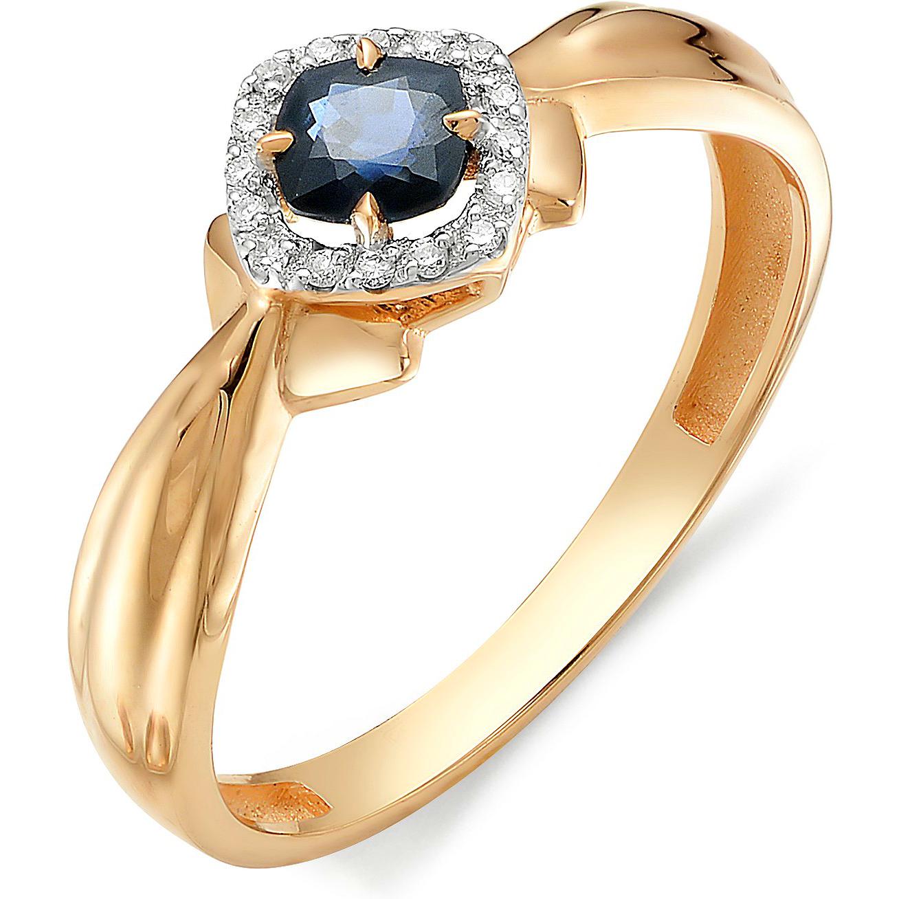 Кольцо с бриллиантами, сапфиром из красного золота (арт. 814085)