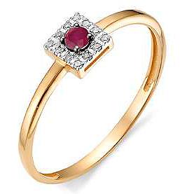 Кольцо с рубином и бриллиантами из красного золота (арт. 817795)