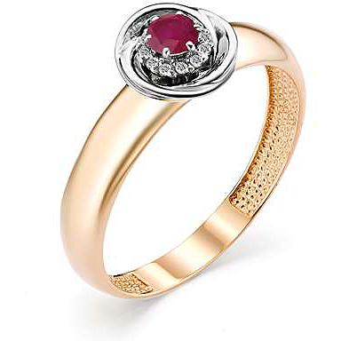 Кольцо с рубином и бриллиантами из красного золота (арт. 817840)