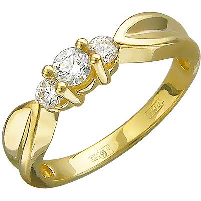 Кольцо с бриллиантом из желтого золота (арт. 820117)
