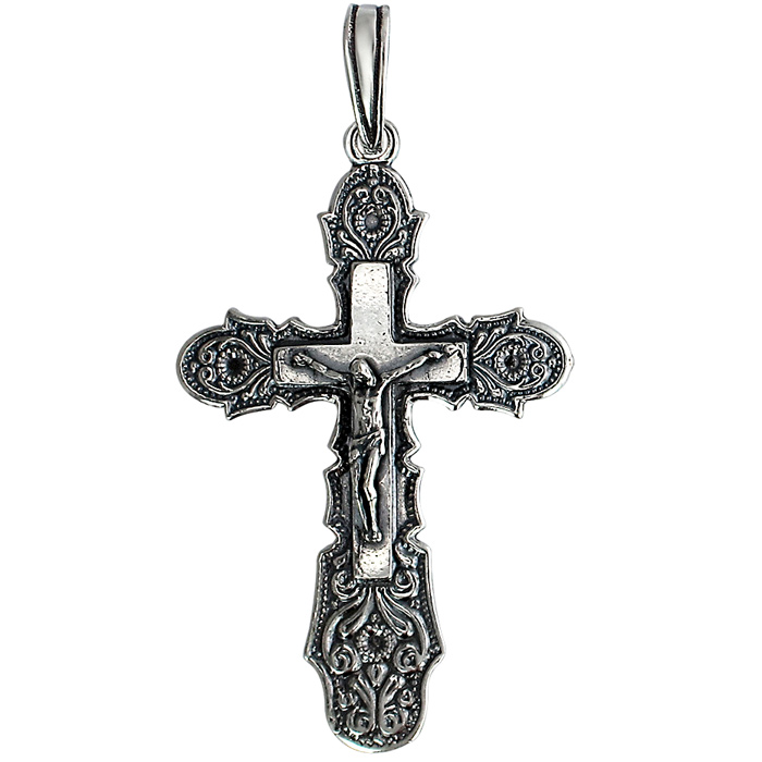 Крестик из чернёного серебра (арт. 820389)
