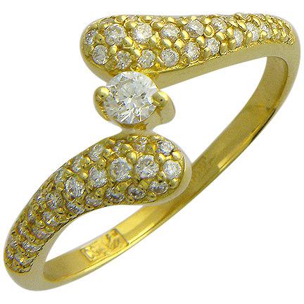 Кольцо с бриллиантом из желтого золота 750 пробы (арт. 820715)