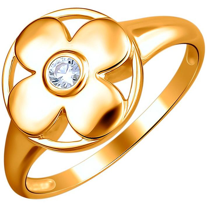 Кольцо с 1 фианитом из красного золота (арт. 821044)