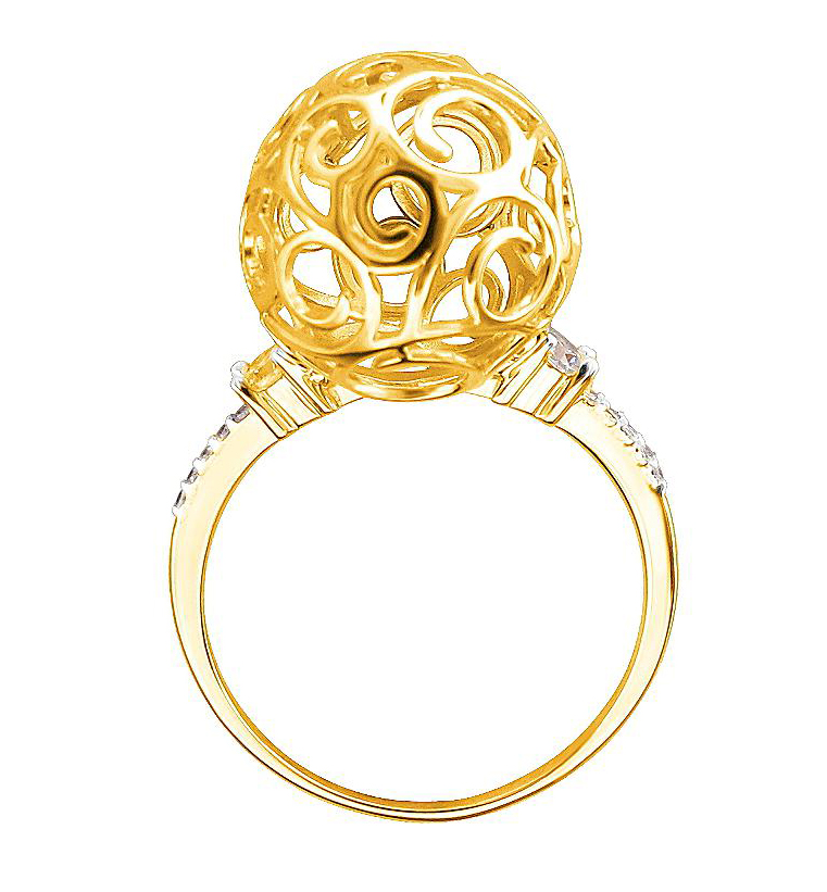 Кольцо Шарик с 12 фианитами из жёлтого золота (арт. 821955)