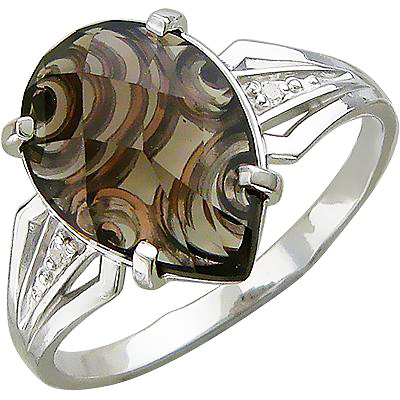 Кольцо с раухтопазом, фианитами из серебра (арт. 822735)