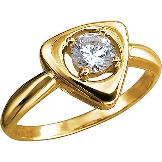 Кольцо с 1 фианитом из жёлтого золота (арт. 822931)