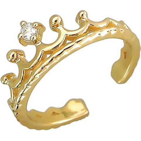 Кольцо Корона с фианитом из желтого золота (арт. 823738)