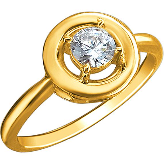 Кольцо с 1 фианитом из жёлтого золота (арт. 823902)
