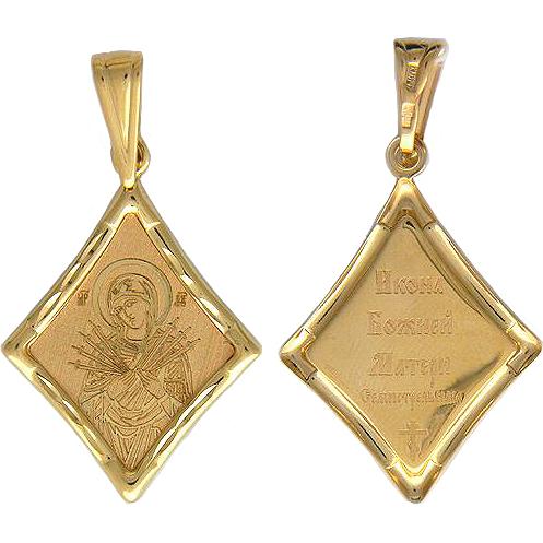 Подвеска-иконка "Божия Матерь Семистрельная" из красного золота (арт. 825146)