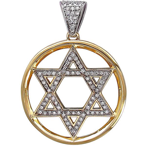 Подвеска Звезда Давида с бриллиантами из комбинированного золота 750 пробы (арт. 826253)