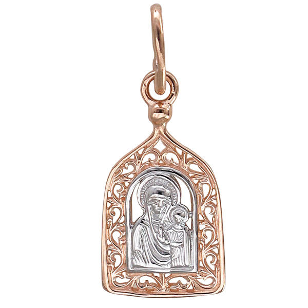 Подвеска-иконка "Казанская Богородица" из красного золота (арт. 826504)