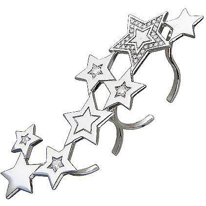Кольцо Звезды на два пальца с фианитами из серебра (арт. 827081)