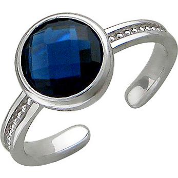 Кольцо безразмерноес сапфировым стеклом из серебра (арт. 827086)