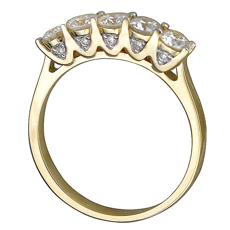 Кольцо с 15 бриллиантами из жёлтого золота (арт. 829974)