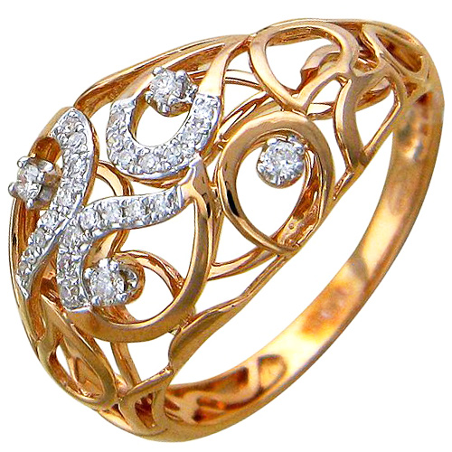 Кольцо с бриллиантами из красного золота (арт. 830039)
