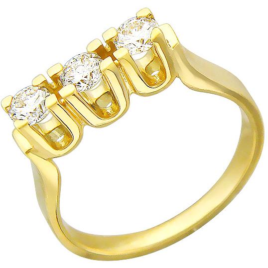 Кольцо с бриллиантами из желтого золота 750 пробы (арт. 830043)