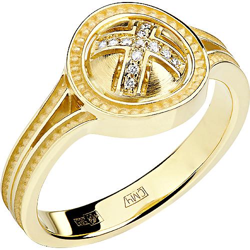Кольцо с 13 бриллиантами из жёлтого золота (арт. 830475)