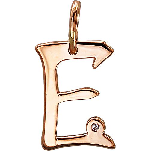 Подвеска Буква "Е" с фианитом из красного золота (арт. 830661)