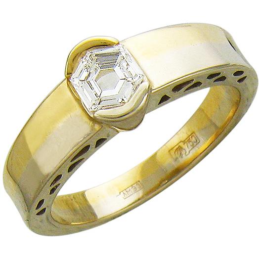 Кольцо с бриллиантом из комбинированного золота 750 пробы (арт. 832341)