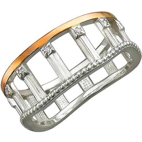Кольцо с фианитами из серебра с позолотой (арт. 832686)