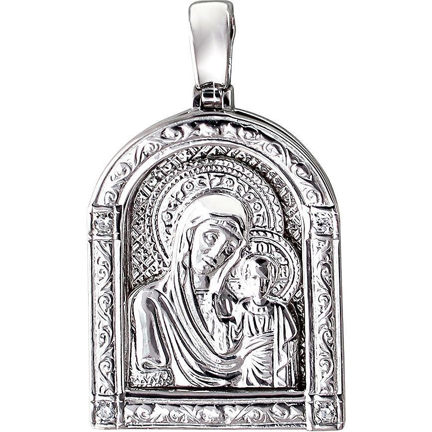 Подвеска-иконка "Богородица Казанская" с фианитами из серебра (арт. 833510)
