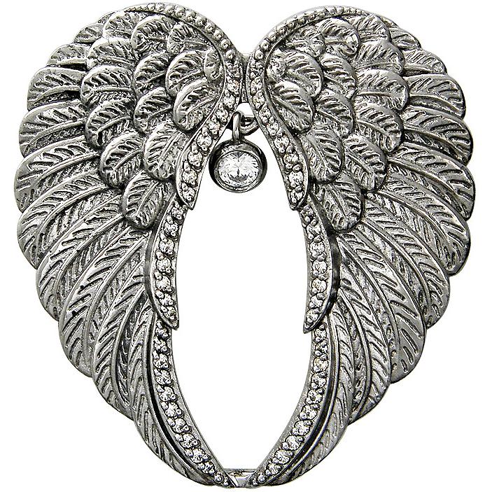 Брошь Крылья с фианитом из серебра (арт. 834069)