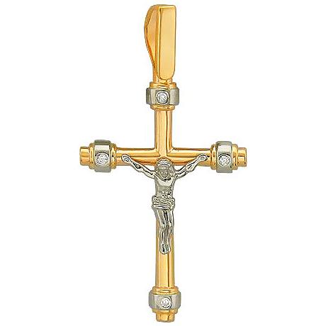 Крестик с бриллиантами из комбинированного золота (арт. 834782)